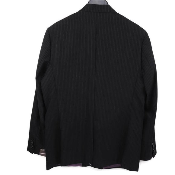 Perry Ellis Mens Two Button Suit Jacket Black Wool Blend Blazer Business 40R New - Picture 5 of 12